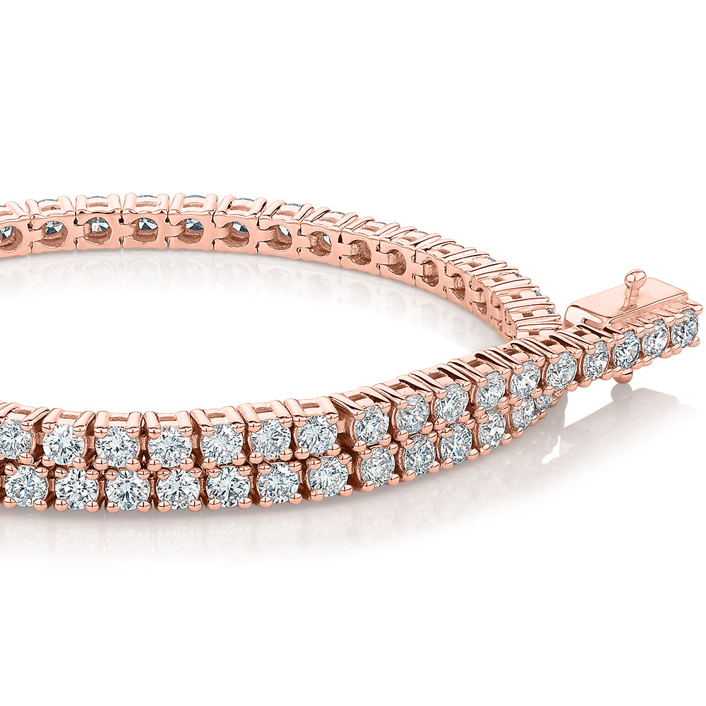 Premium Laboratory Created Diamond, 3 carat TW round brilliant tennis bracelet in 10 carat rose gold