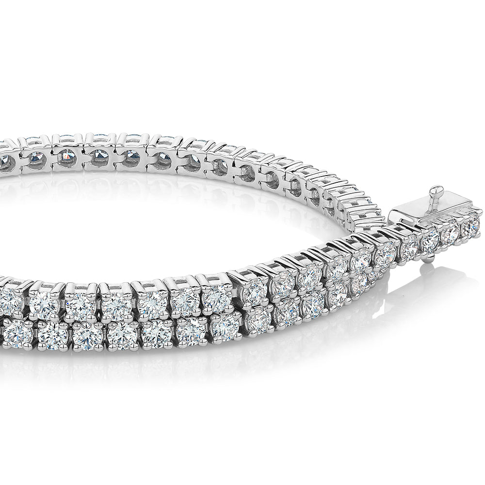 Signature Simulant Diamond 3 carat* TW round brilliant tennis bracelet in 10 carat white gold