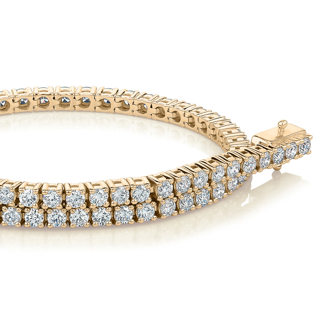 Premium Laboratory Created Diamond, 3 carat TW round brilliant tennis bracelet in 10 carat yellow gold