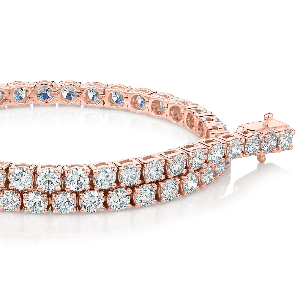 Signature Simulant Diamond 5 carat* TW round brilliant tennis bracelet in 10 carat rose gold