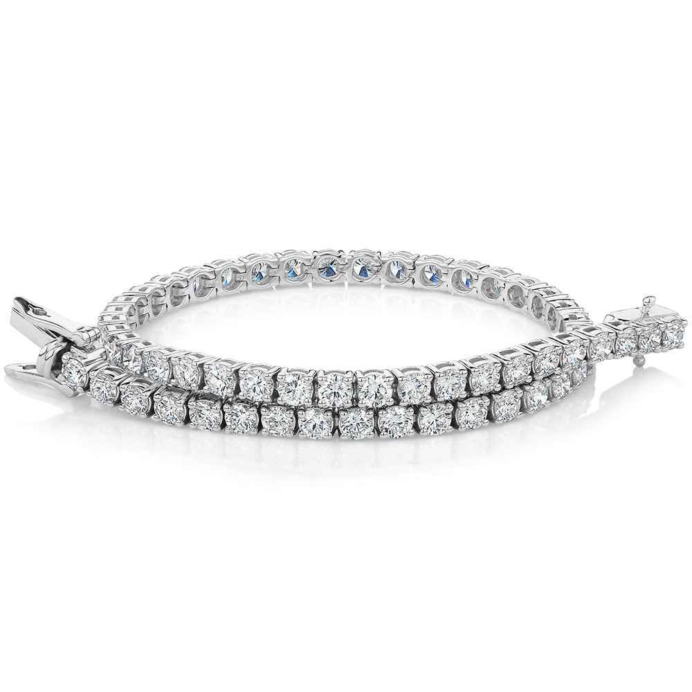 Premium Laboratory Created Diamond, 5 carat TW round brilliant tennis bracelet in 10 carat white gold