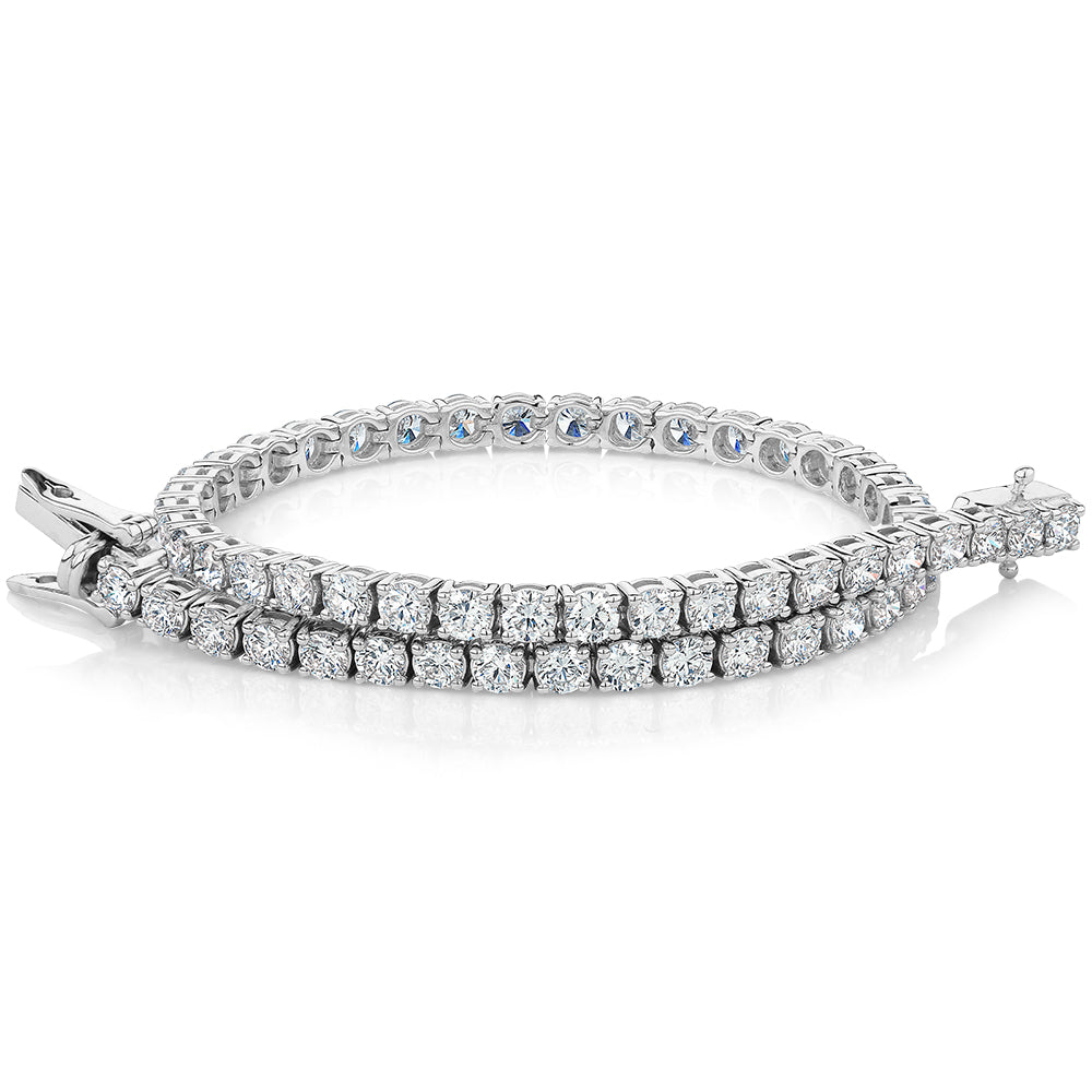 Premium Lab-Grown Diamond, carat TW round brilliant tennis bracelet in 18  carat white gold - Main Image