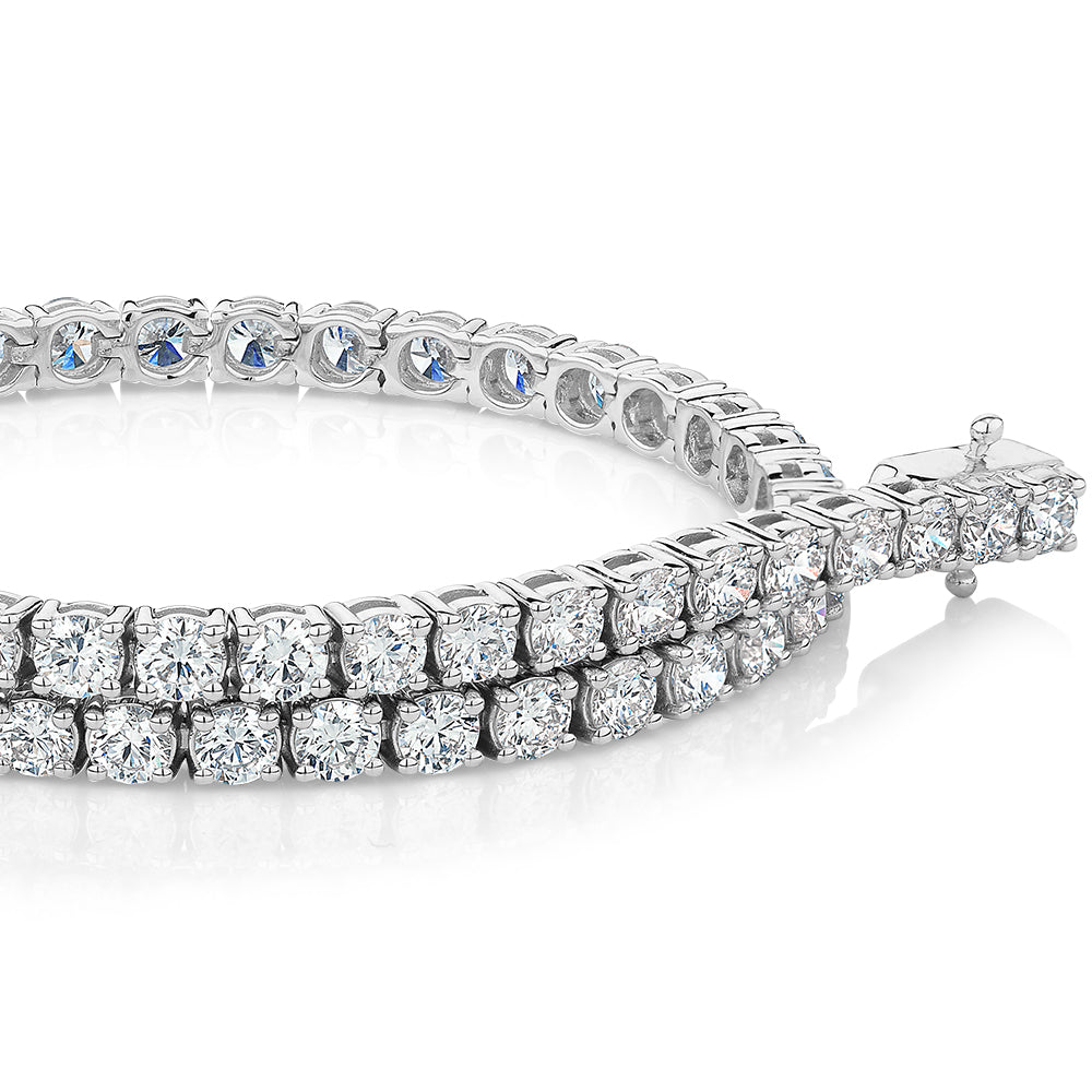 Premium Laboratory Created Diamond, 5 carat TW round brilliant tennis bracelet in 10 carat white gold