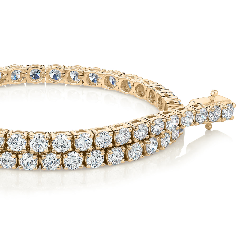 Premium Laboratory Created Diamond, 5 carat TW round brilliant tennis bracelet in 14 carat yellow gold
