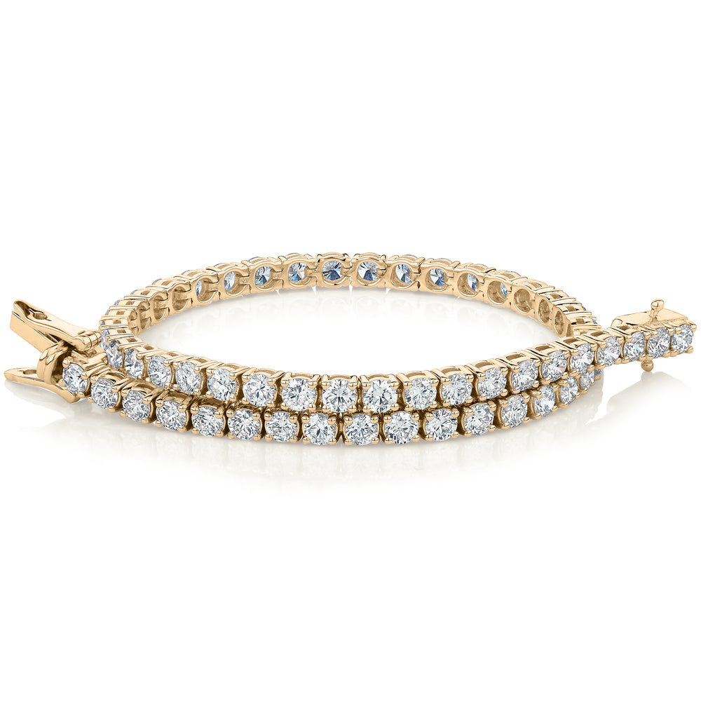 Signature Simulant Diamond 5 carat* TW round brilliant tennis bracelet in 10 carat yellow gold