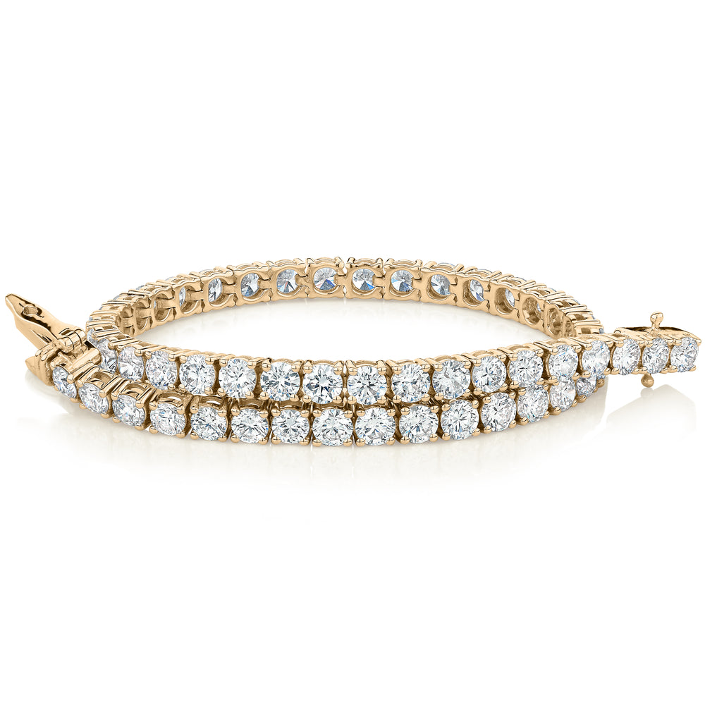Premium Laboratory Created Diamond, 7 carat TW round brilliant tennis bracelet in 18 carat yellow gold