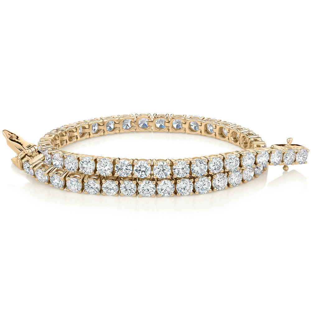 Premium Laboratory Created Diamond, 7 carat TW round brilliant tennis bracelet in 14 carat yellow gold