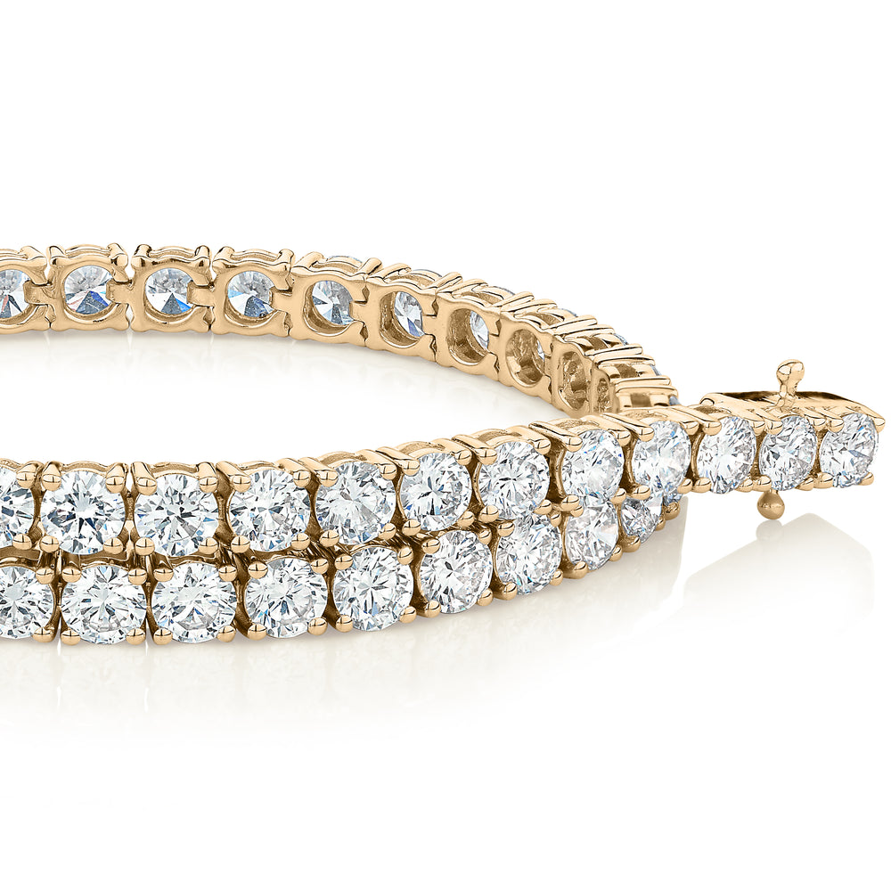 Premium Laboratory Created Diamond, 7 carat TW round brilliant tennis bracelet in 10 carat yellow gold