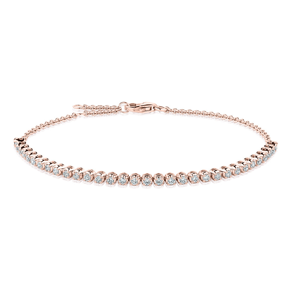 Premium Lab-Grown Diamond, 0.50 carat TW round brilliant tennis bracelet in 10 carat rose gold