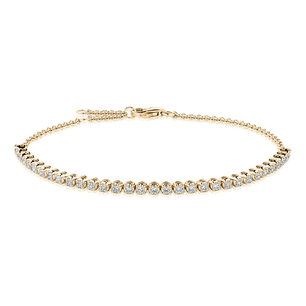 Premium Lab-Grown Diamond, 0.50 carat TW round brilliant tennis bracelet in 10 carat yellow gold