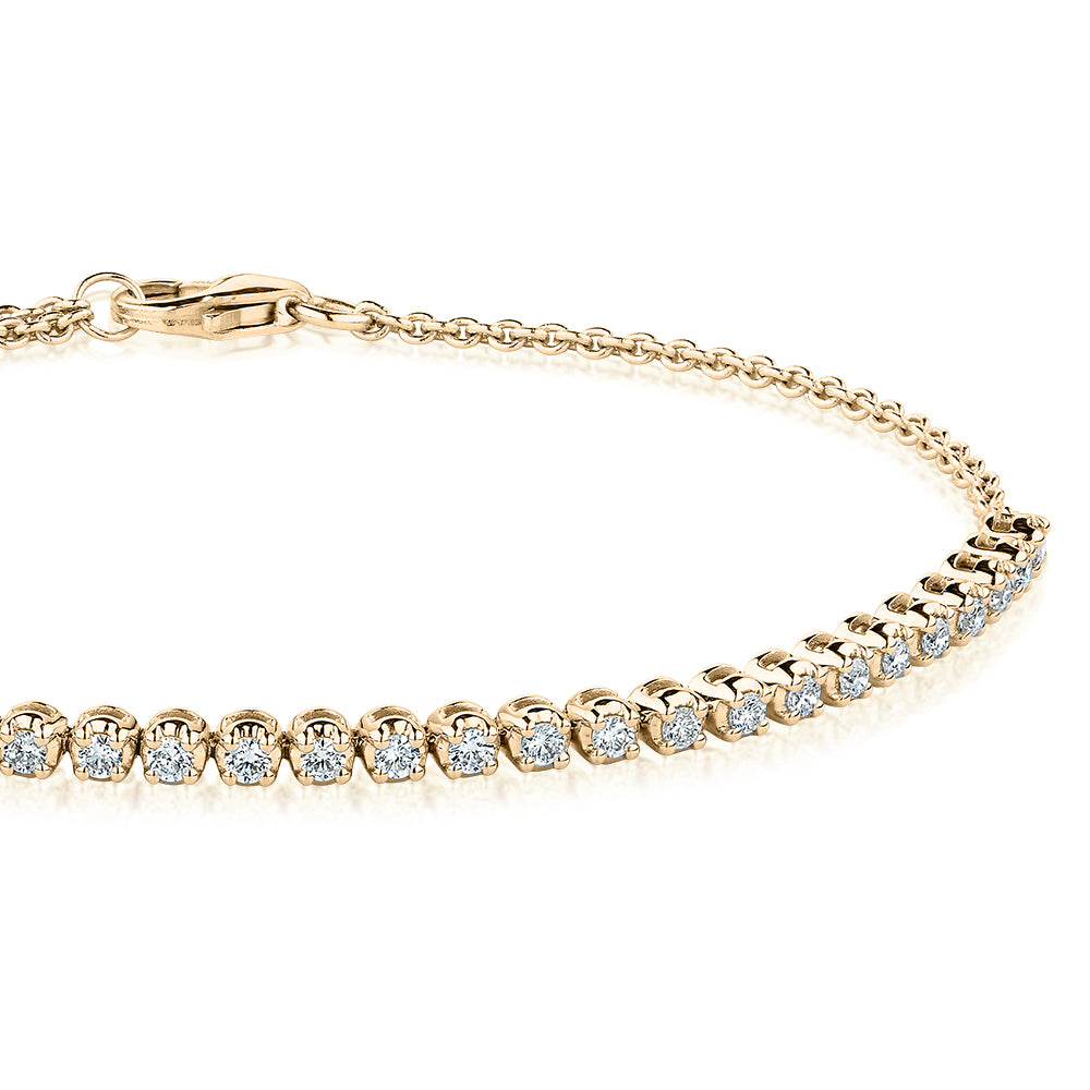 Premium Lab-Grown Diamond, 0.50 carat TW round brilliant tennis bracelet in 10 carat yellow gold
