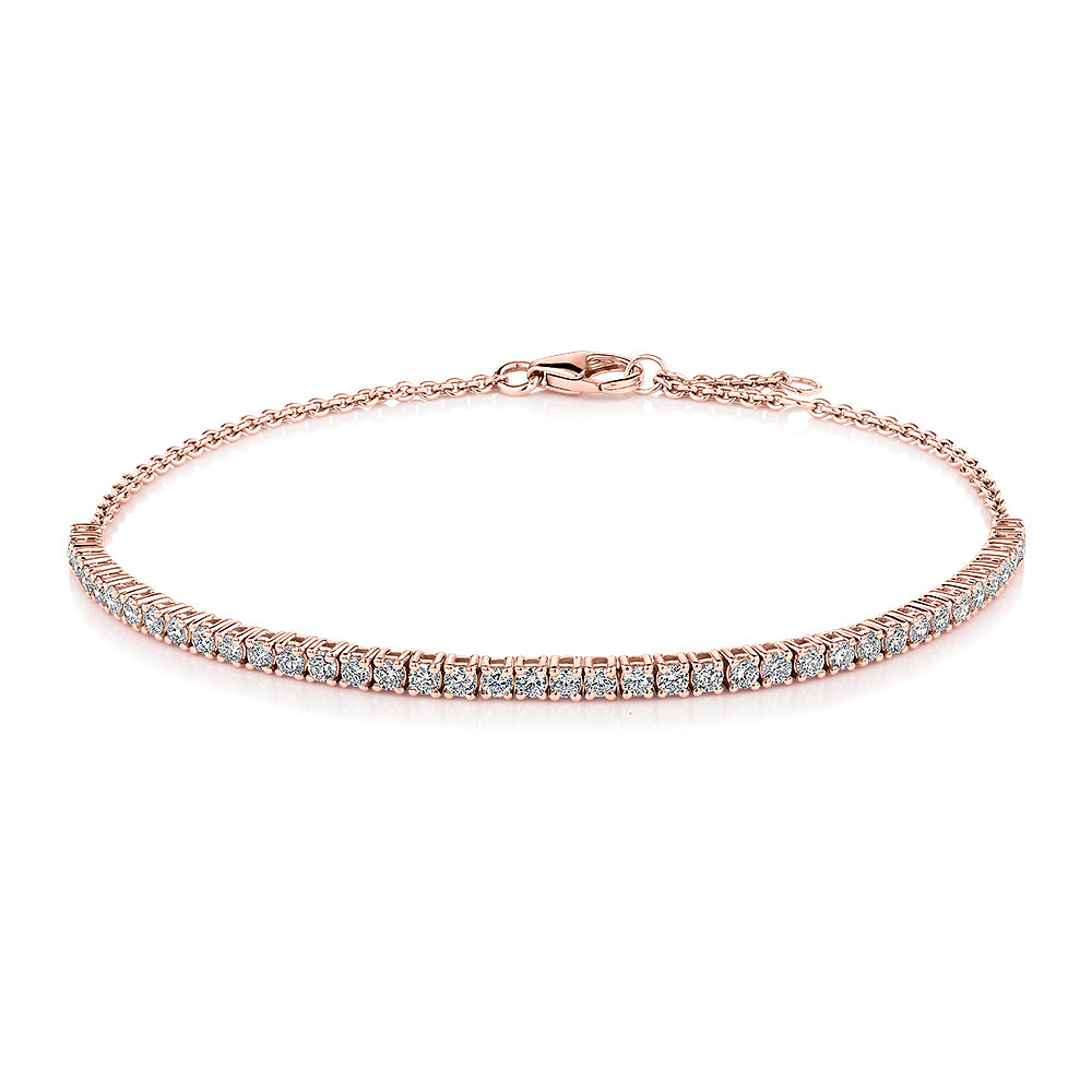 Premium Lab-Grown Diamond, 1.00 carat TW round brilliant tennis bracelet in 10 carat rose gold