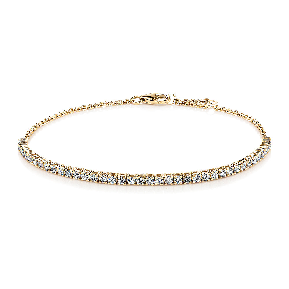 Premium Lab-Grown Diamond, 1.00 carat TW round brilliant tennis bracelet in 10 carat yellow gold