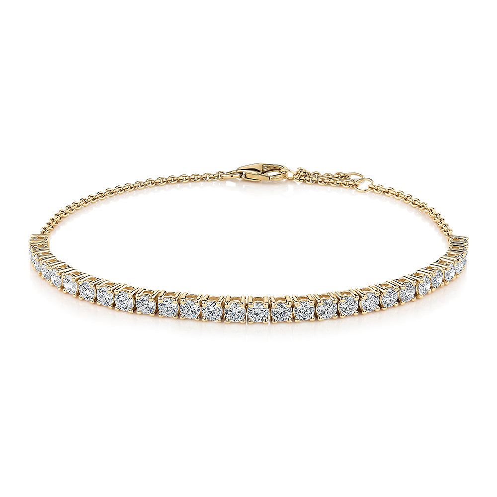 Premium Lab-Grown Diamond, 2.00 carat TW round brilliant tennis bracelet in 10 carat yellow gold