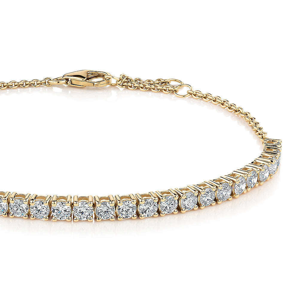 Premium Lab-Grown Diamond, 2.00 carat TW round brilliant tennis bracelet in 10 carat yellow gold