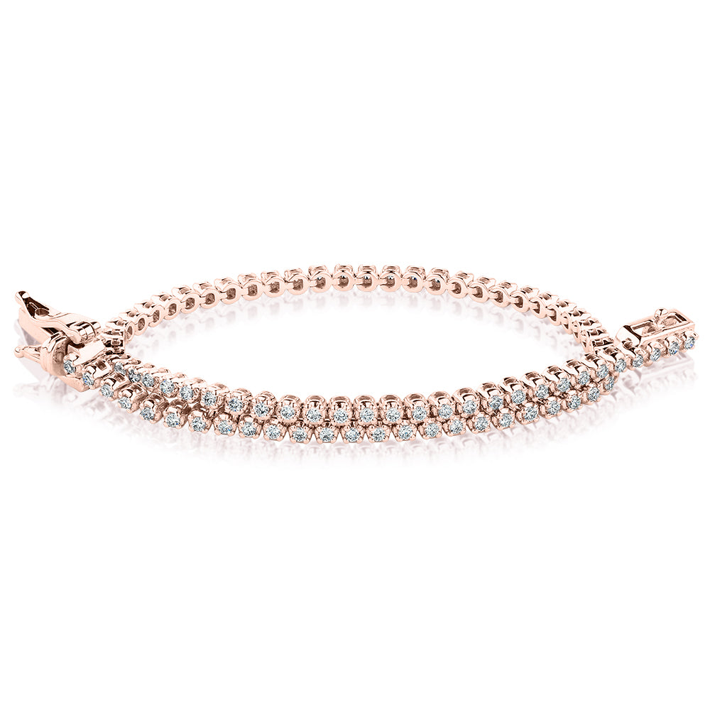 Premium Lab-Grown Diamond, 0.70 carat TW round brilliant tennis bracelet in 10 rose gold