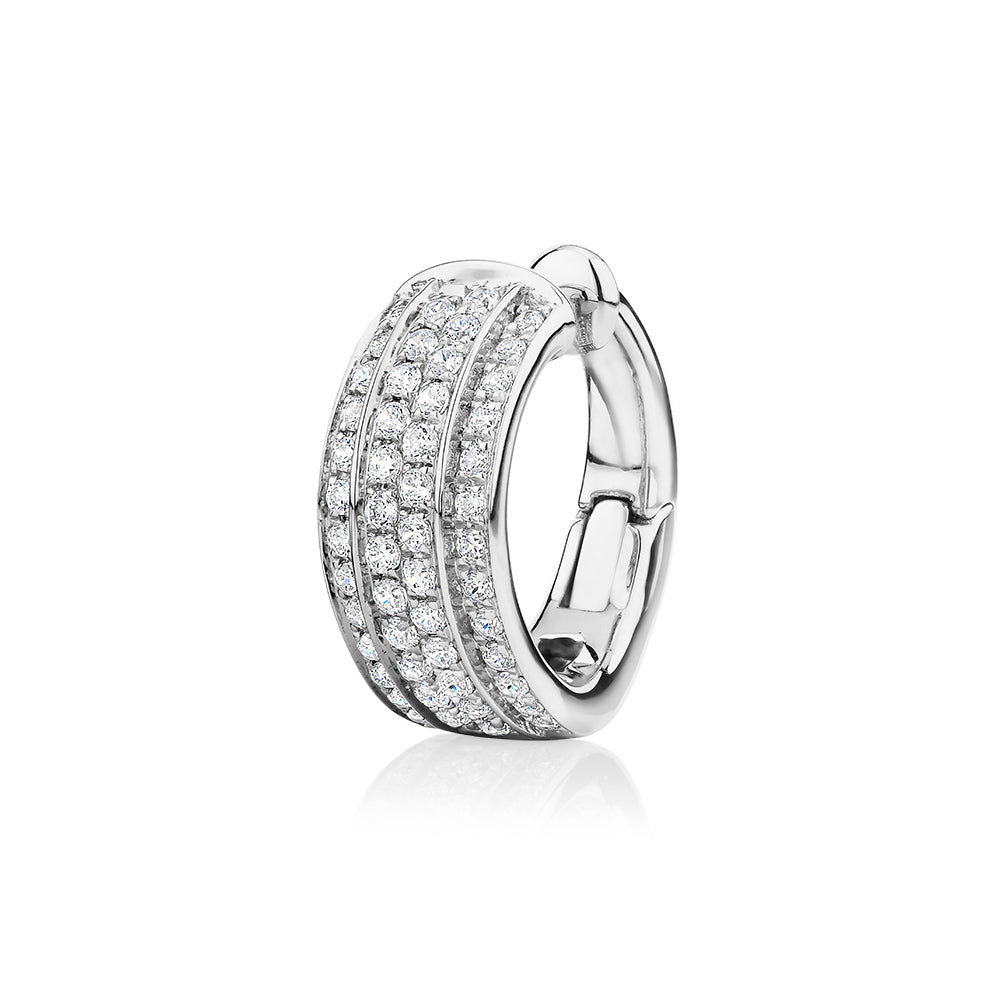 Single earring cuff with 0.23 carats* of diamond simulants in 10 carat white gold and sterling silver