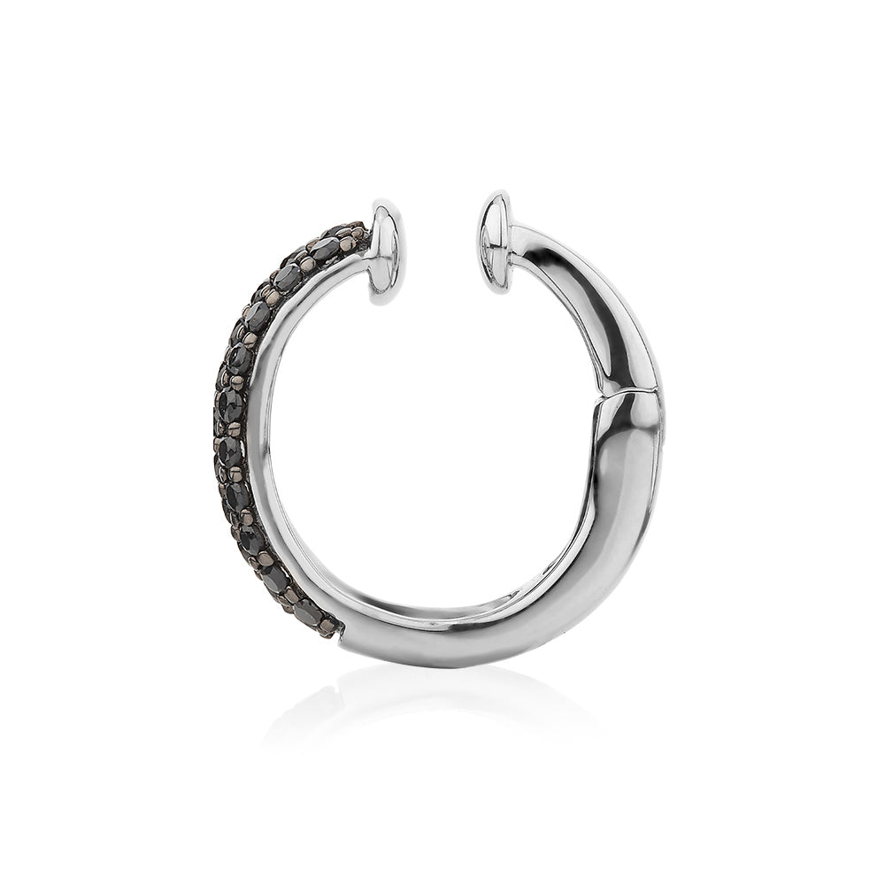 Single earring cuff with 0.29 carats* of diamond simulants in 10 carat white gold and sterling silver