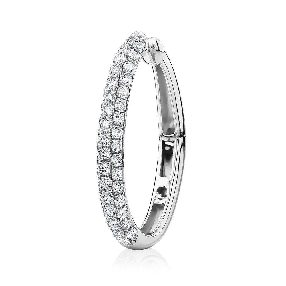 Single earring cuff with 0.49 carats* of diamond simulants in 10 carat white gold and sterling silver