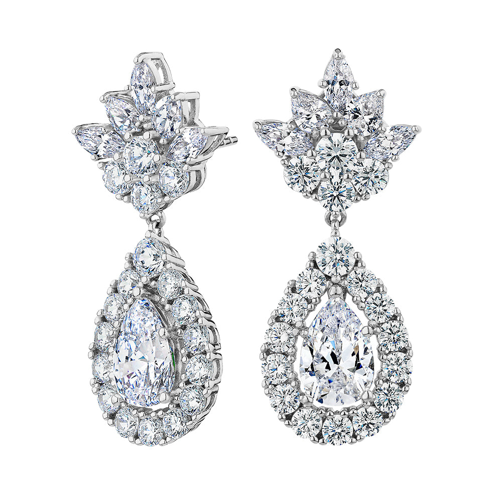 Statement earrings with 7.24 carats* of diamond simulants in sterling silver