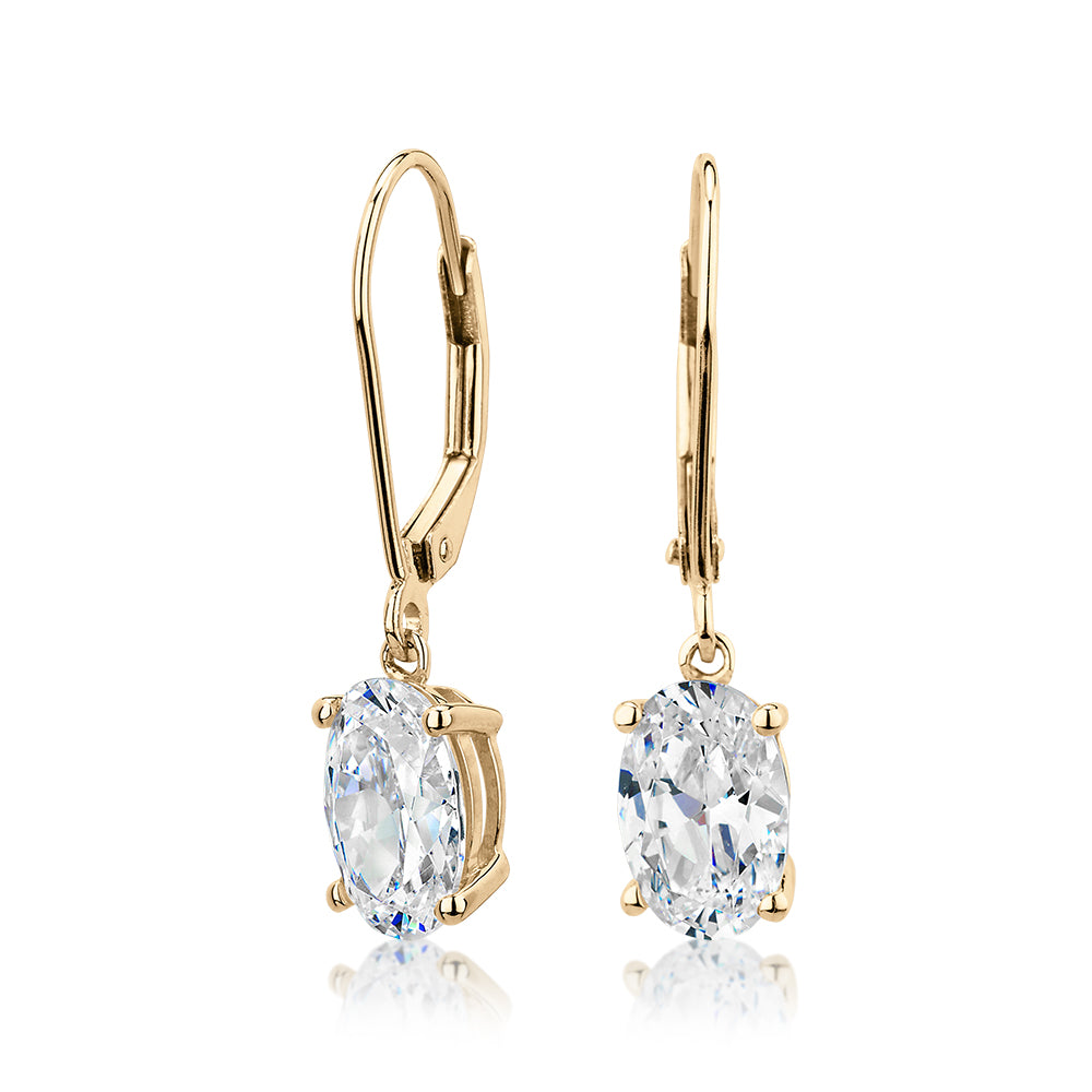 Oval diamond drop earrings discount