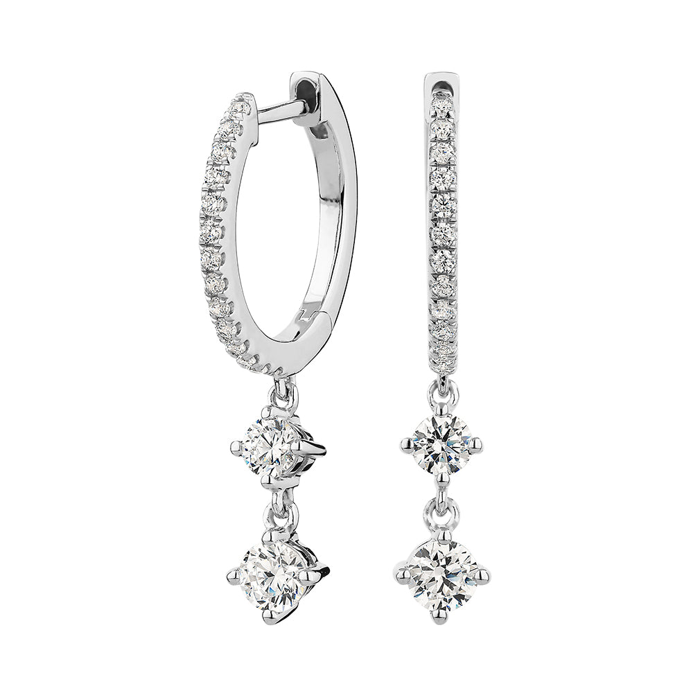 Round Brilliant drop earrings with 0.56 carats* of diamond simulants in sterling silver