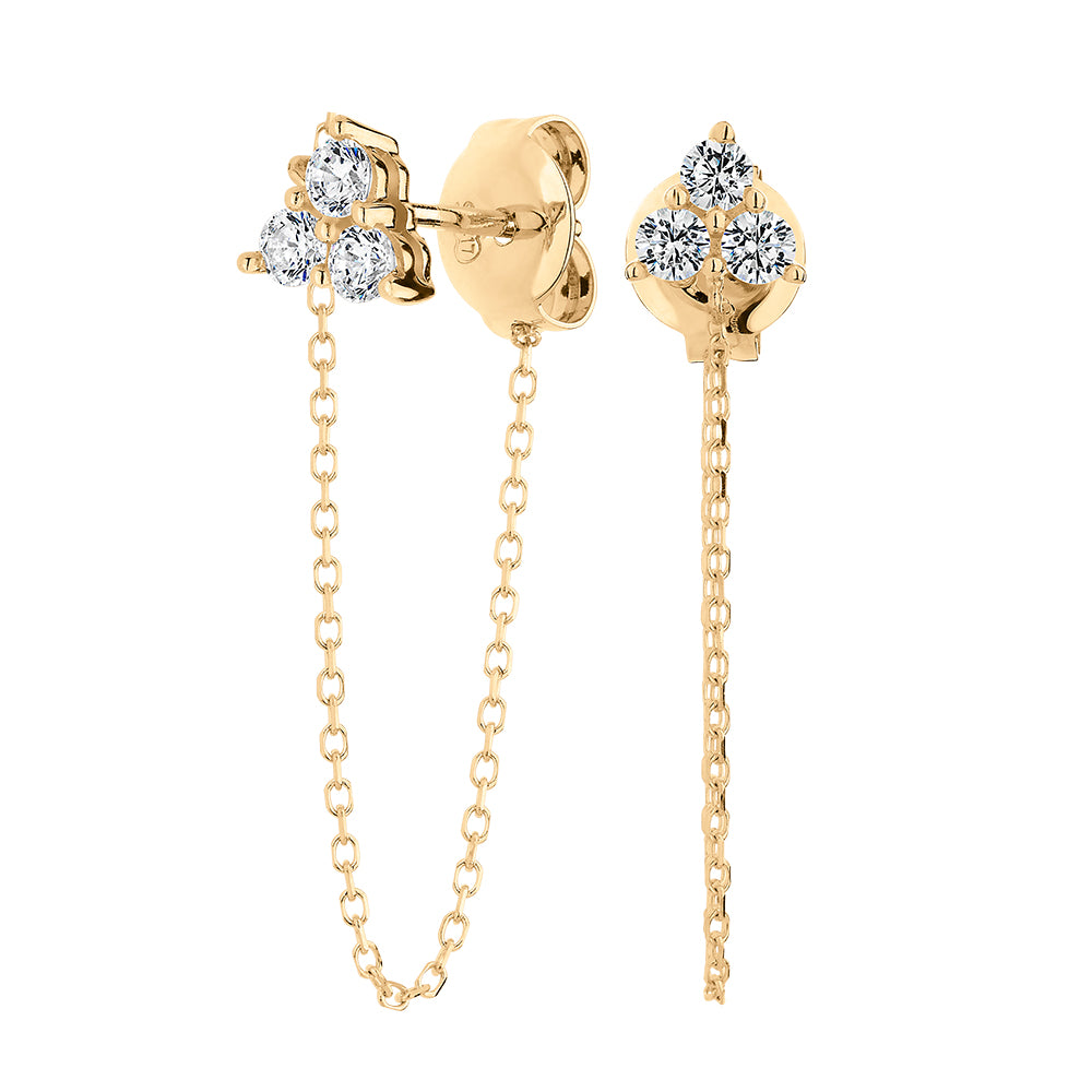 Round Brilliant drop earrings with 0.24 carats* of diamond simulants in 10 carat yellow gold