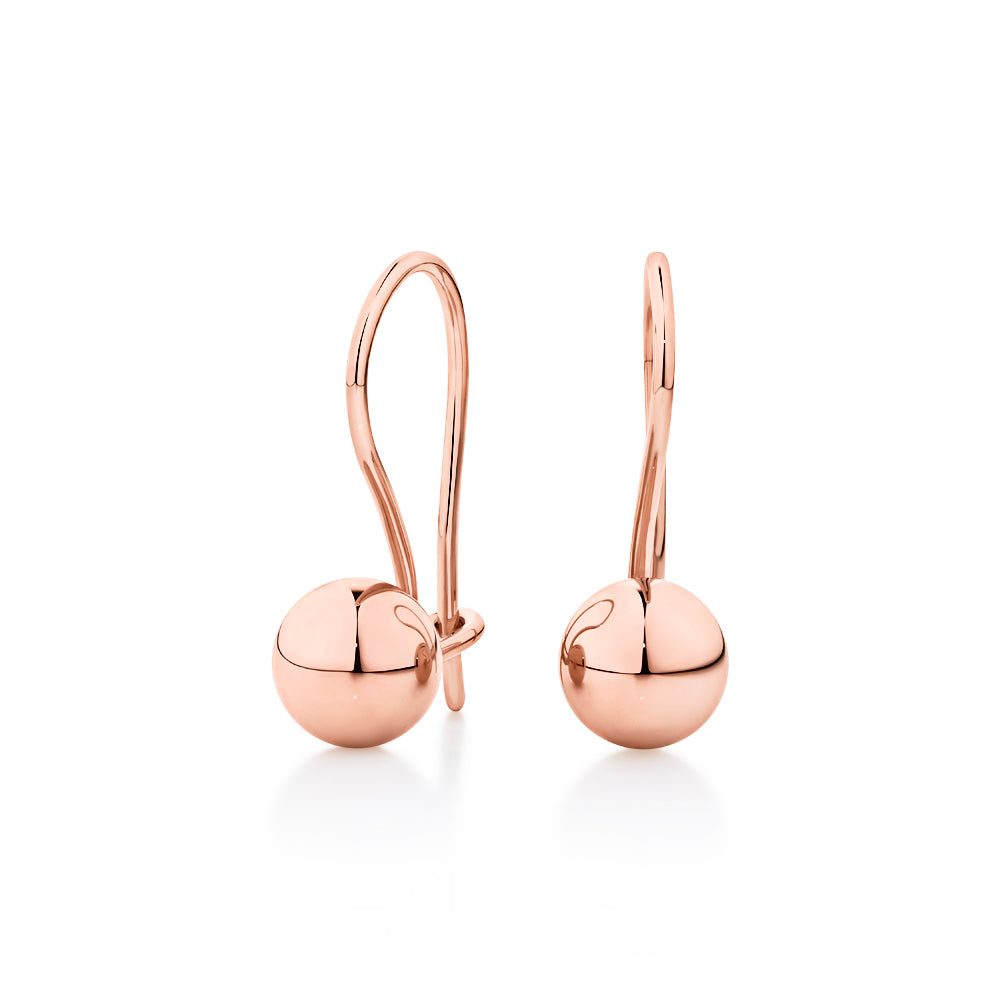 Drop euroball earrings in 18 carat rose gold vermeil