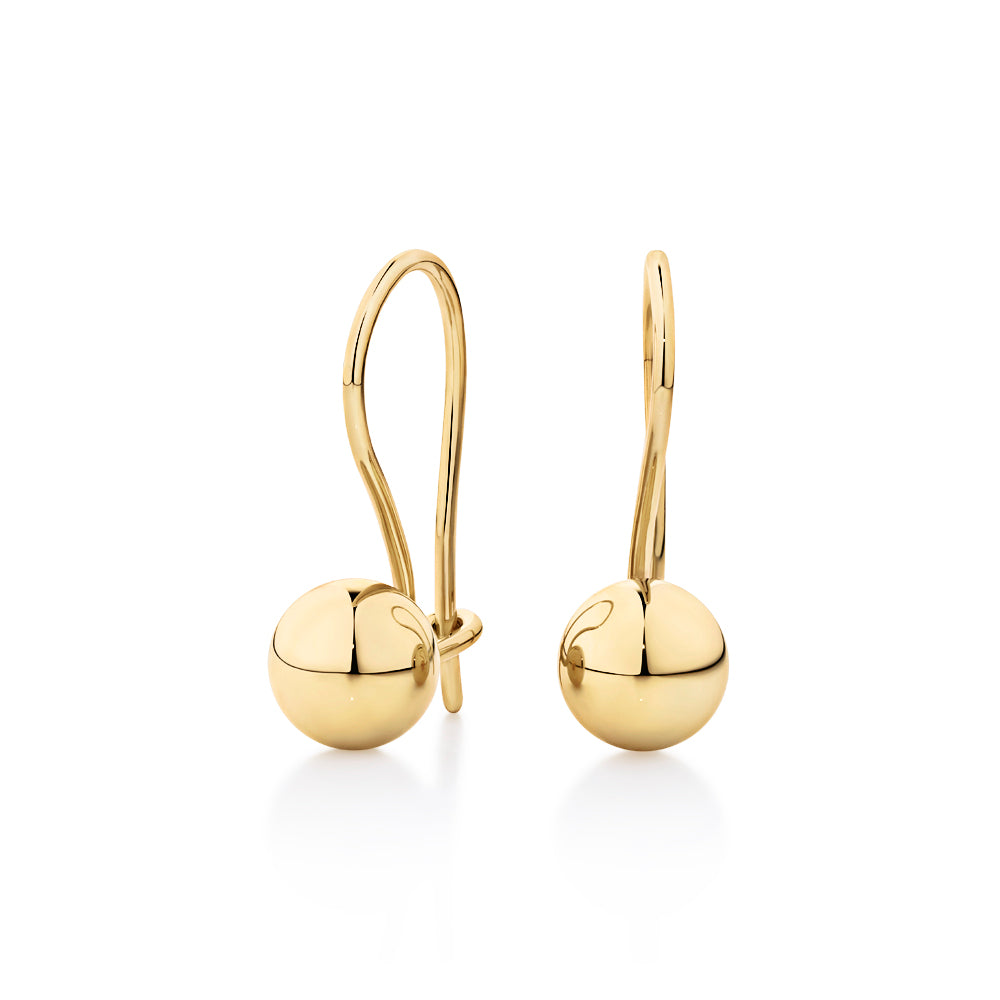 Drop euroball earrings in 18 carat yellow gold vermeil