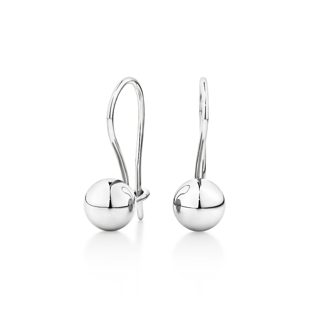 Drop euroball earrings in sterling silver
