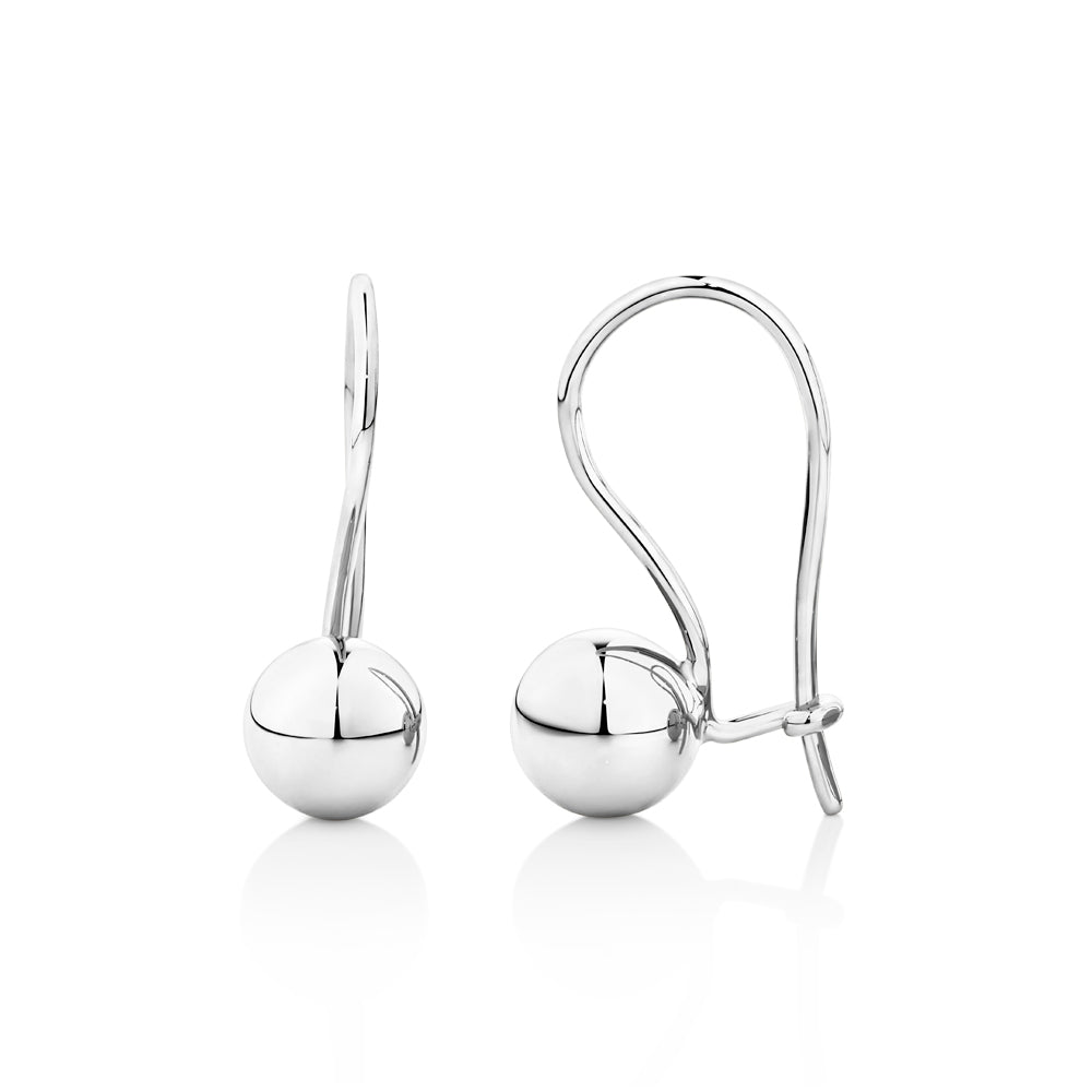 Drop euroball earrings in sterling silver