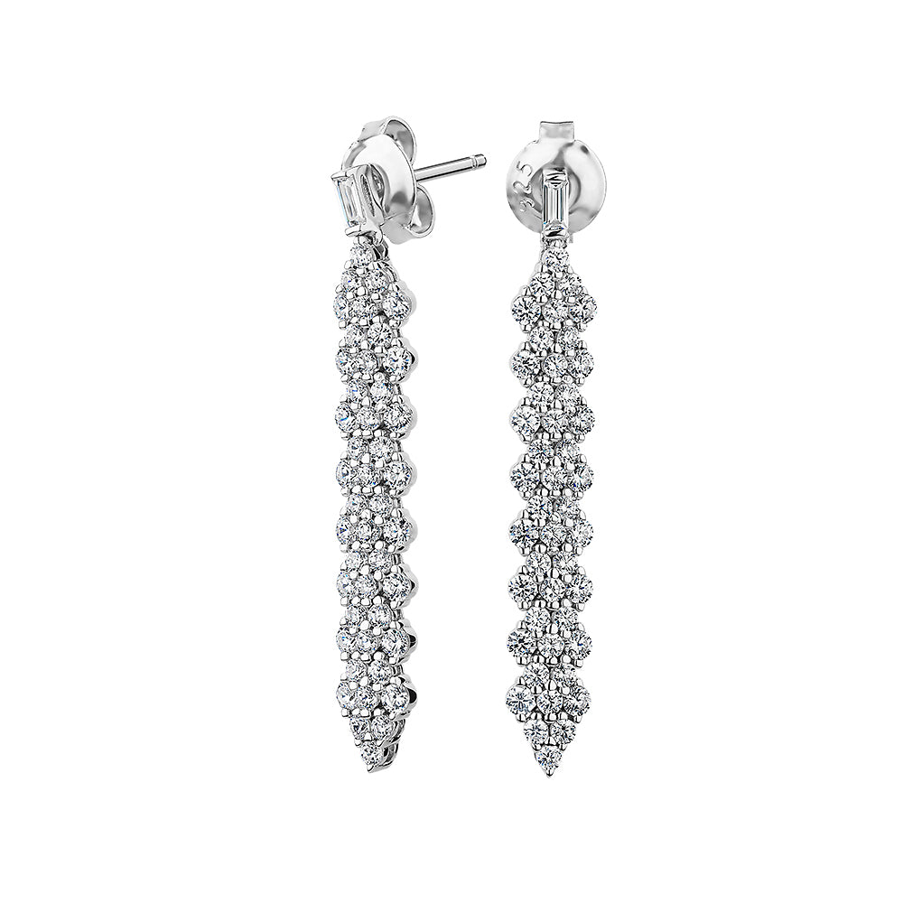 Round Brilliant drop earrings with 1.68 carats* of diamond simulants in sterling silver