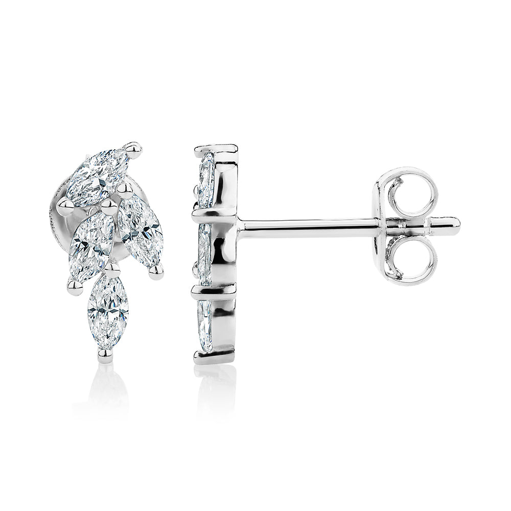 Marquise climber earrings in sterling silver
