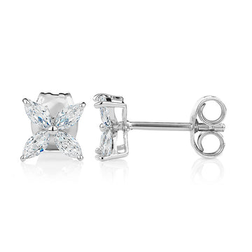Marquise stud earrings with 0.56 carats* of diamond simulants in sterling silver secondary view