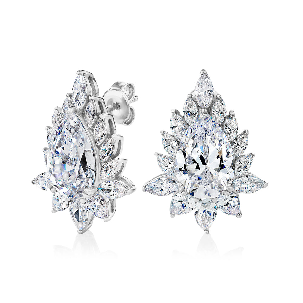 Statement earrings with 9.79 carats* of diamond simulants in sterling silver