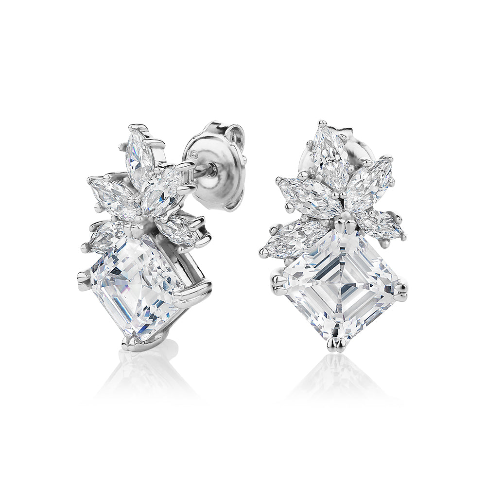 Statement earrings with 5.24 carats* of diamond simulants in sterling silver