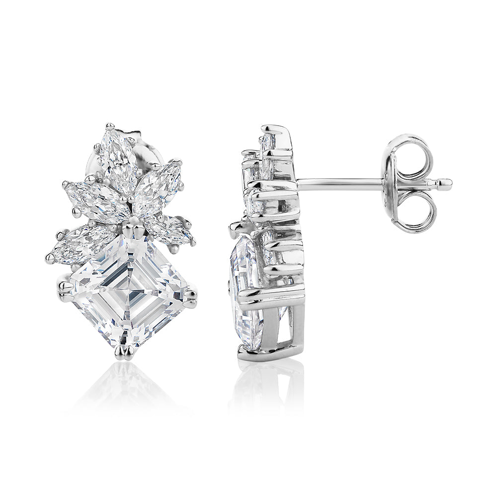 Statement earrings with 5.24 carats* of diamond simulants in sterling silver
