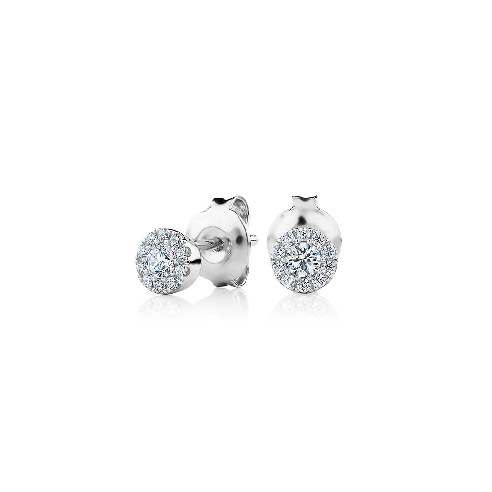 Celeste Round brilliant halo stud earrings 0.27 carats* of diamond simulants in sterling silver