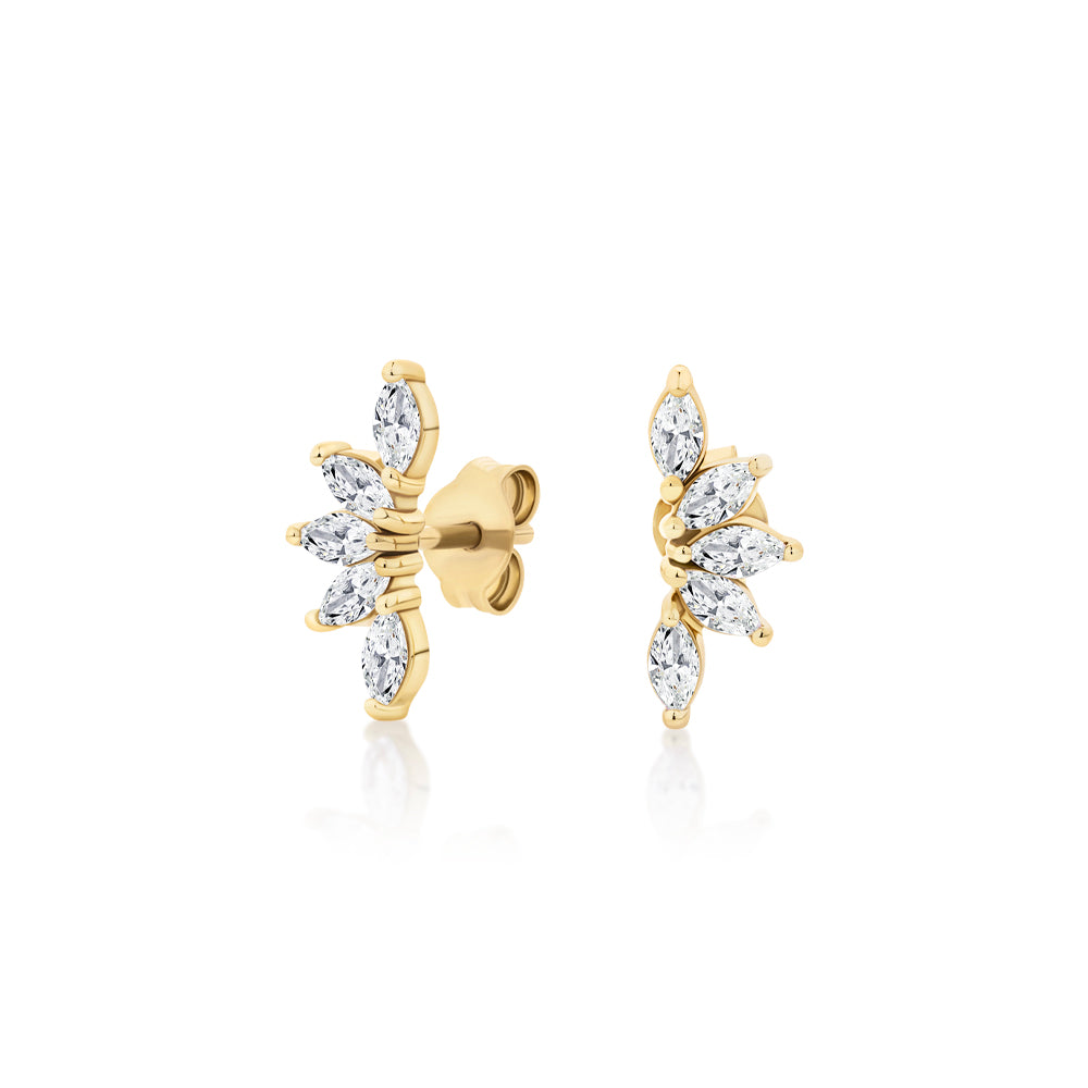 Marquise Signature Simulant fancy earrings in 18 carat yellow gold vermeil