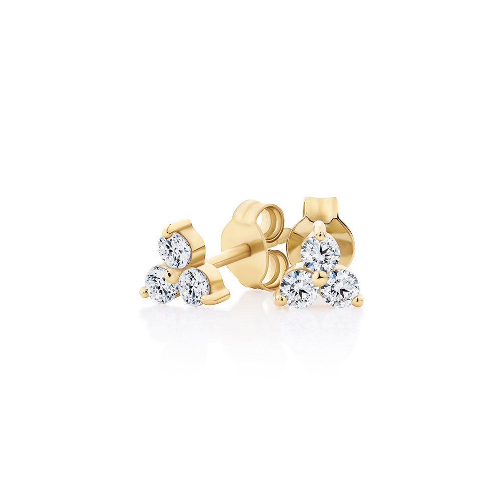 Round Brilliant Signature Simulant fancy earrings in 18 carat yellow gold vermeil