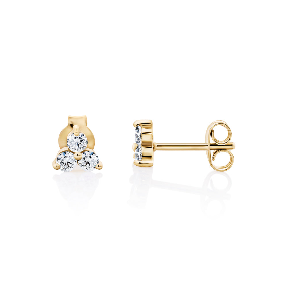 Round Brilliant Signature Simulant fancy earrings in 18 carat yellow gold vermeil