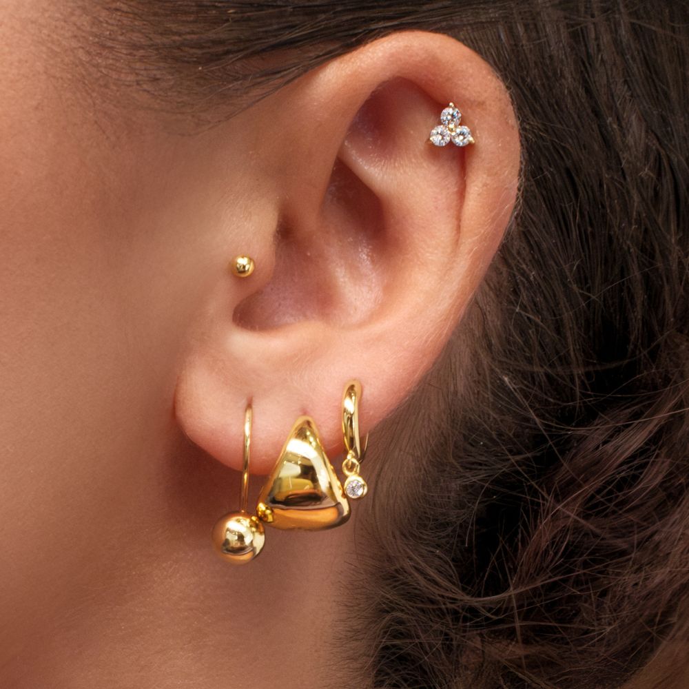 Round Brilliant Signature Simulant fancy earrings in 18 carat yellow gold vermeil