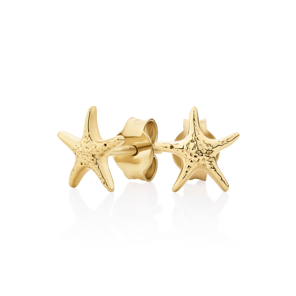 Fancy starfish earrings in 18 carat yellow gold vermeil
