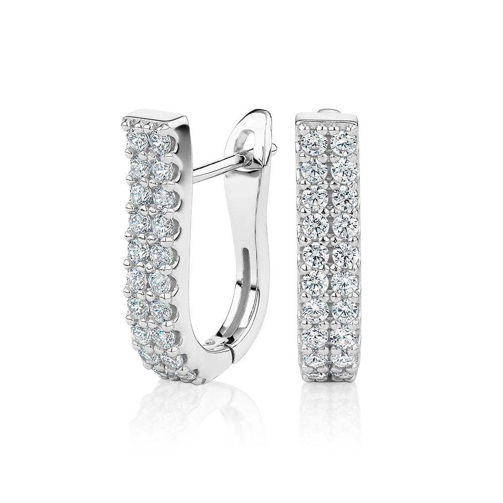 Round Brilliant fancy earrings with 0.60 carats* of diamond simulants in sterling silver