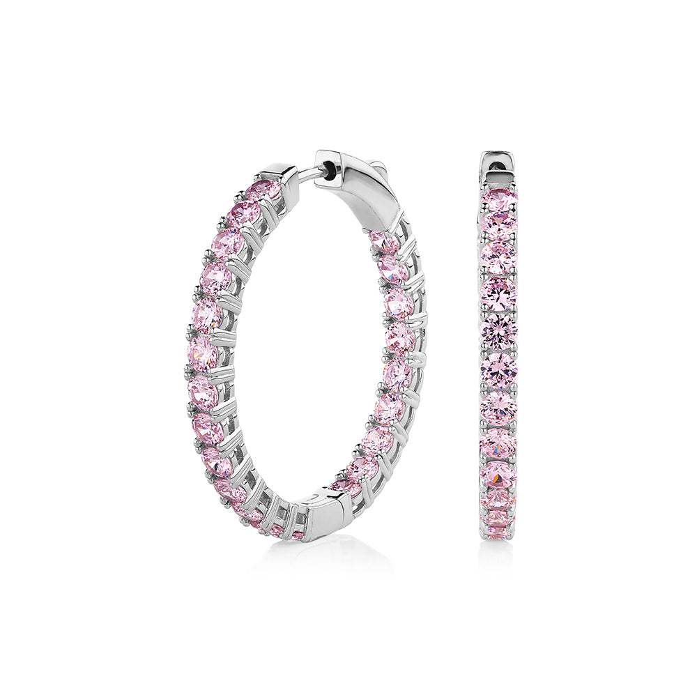 Round Brilliant hoop earrings with 4.84 carats* of diamond simulants in sterling silver