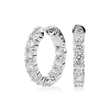 Round Brilliant hoop earrings with 4.2 carats* of diamond simulants in sterling silver