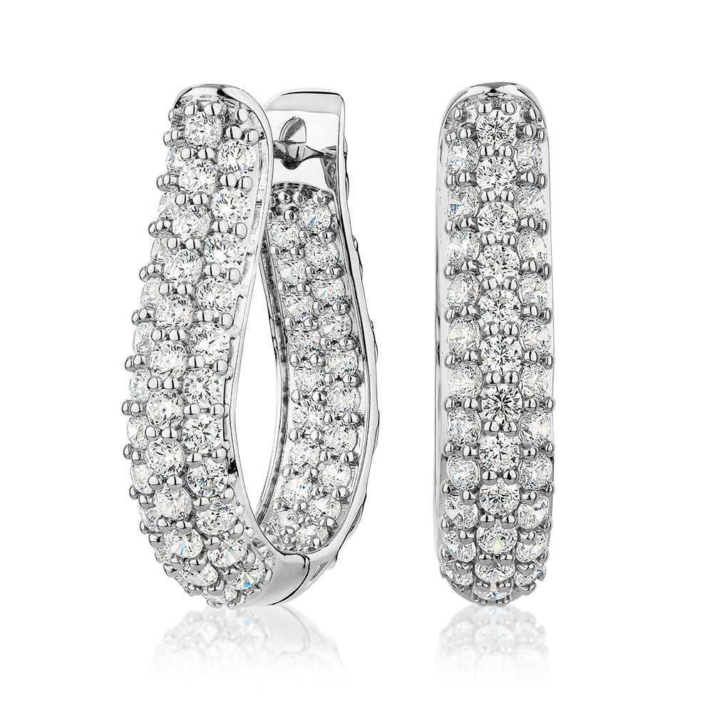 Round Brilliant hoop earrings with 3.04 carats* of diamond simulants in sterling silver