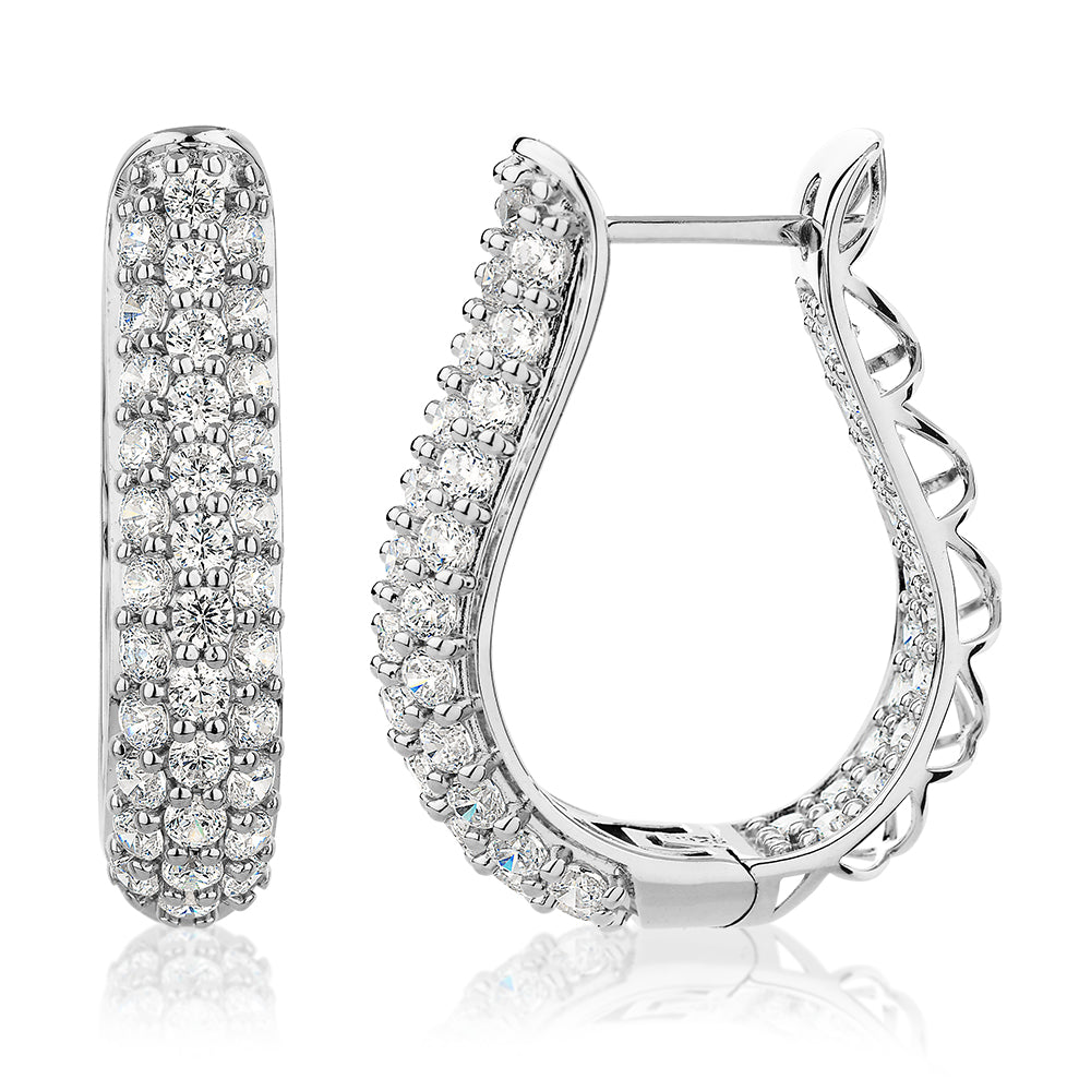 Round Brilliant hoop earrings with 3.04 carats* of diamond simulants in sterling silver