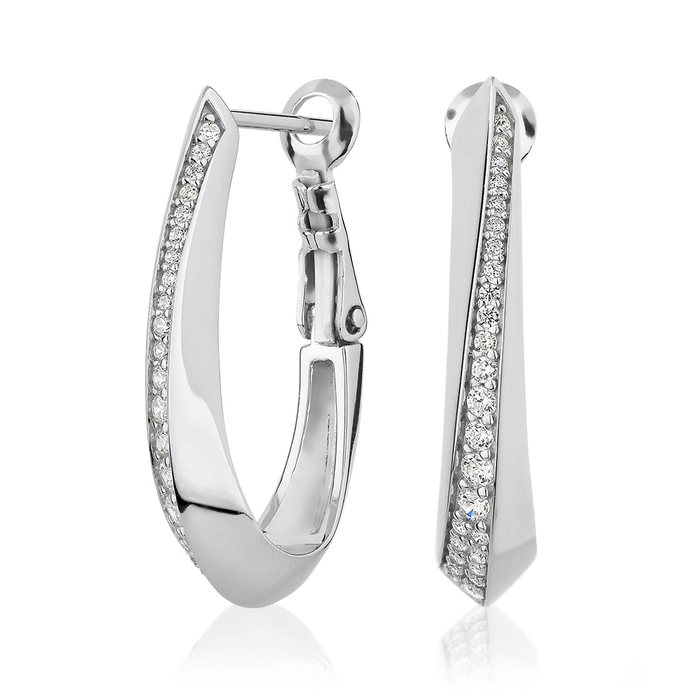Round Brilliant hoop earrings with 0.36 carats* of diamond simulants in sterling silver
