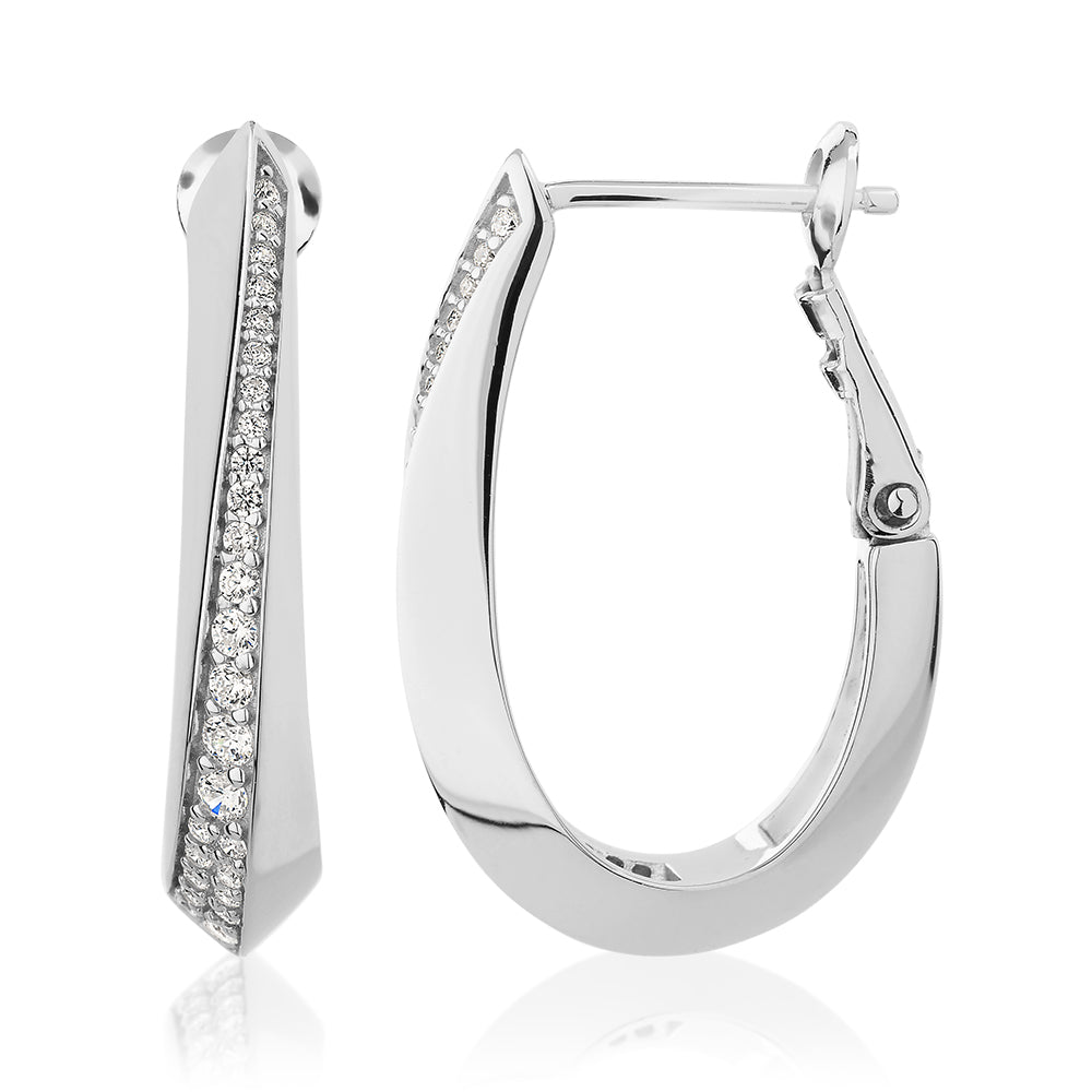 Round Brilliant hoop earrings with 0.36 carats* of diamond simulants in sterling silver